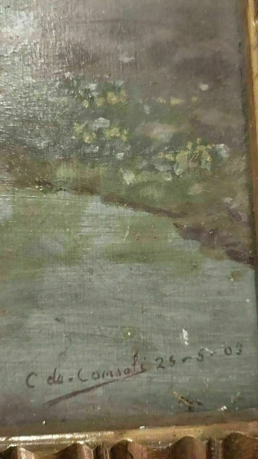 Painting Early 1900s Oil On Cardboard Italy C.De Consoli photo 124.0