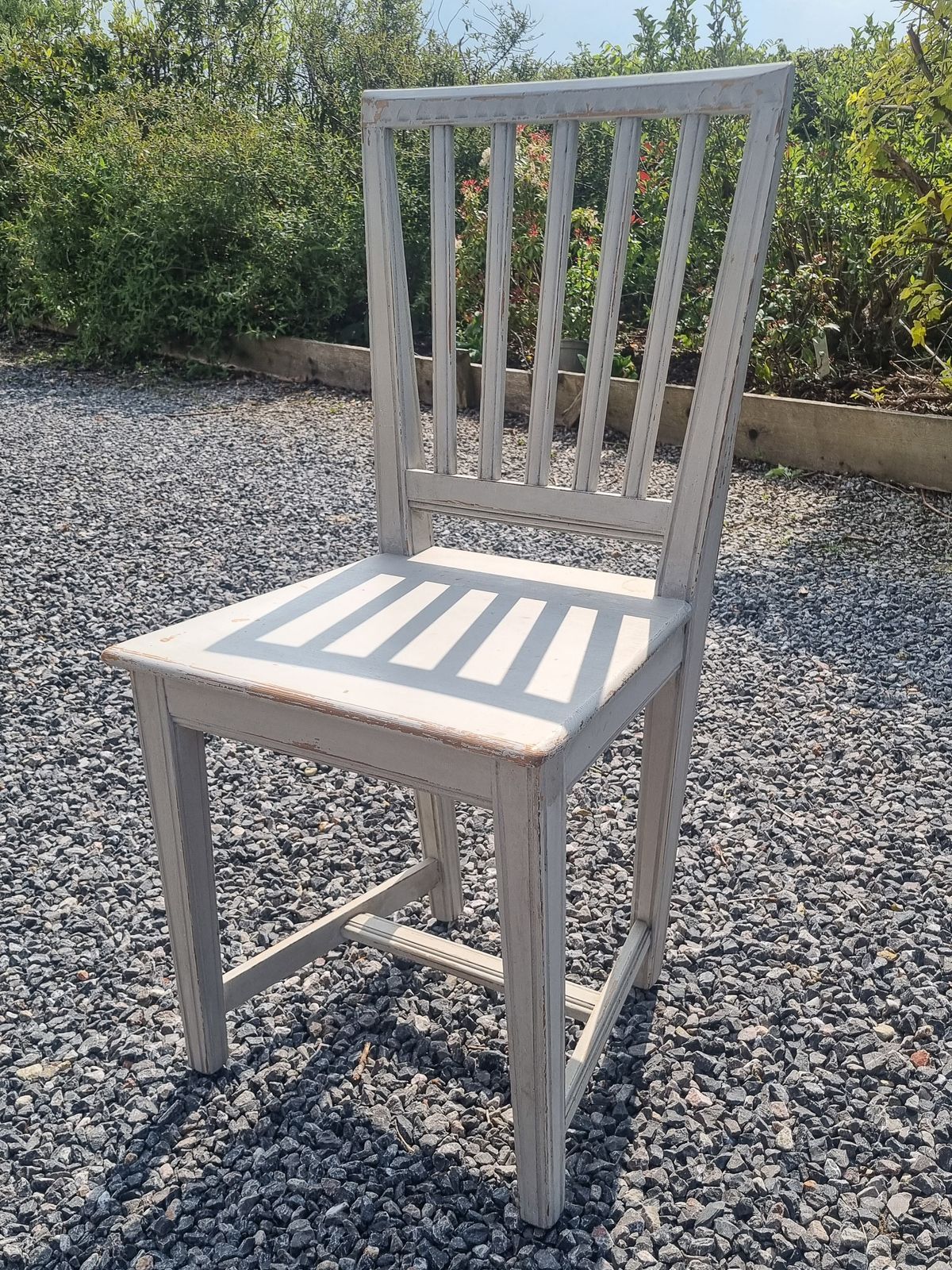 Set Of Eight French Grey Painted Dinning Chairs photo for sale