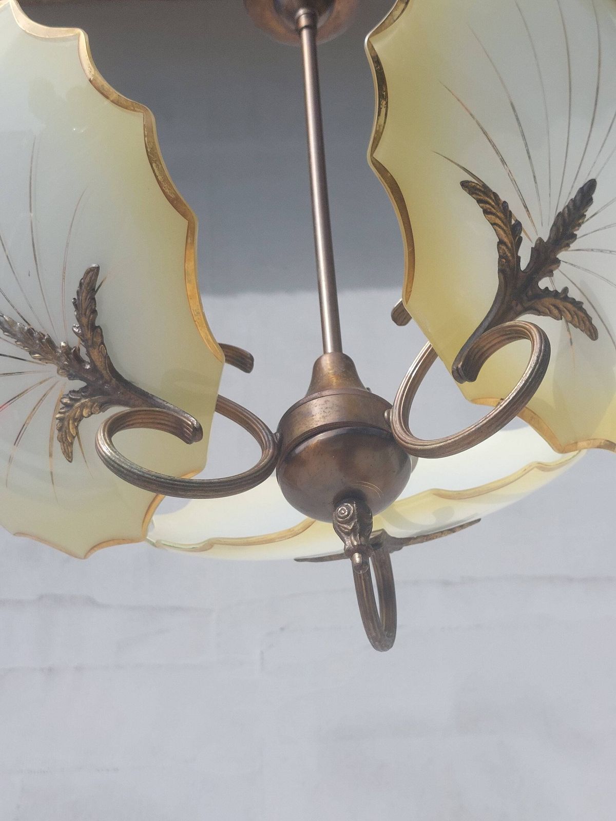 Art Deco Chandelier, Murano Glass By Salviati, Three Arms Chandelier, 1930s photo 875.0