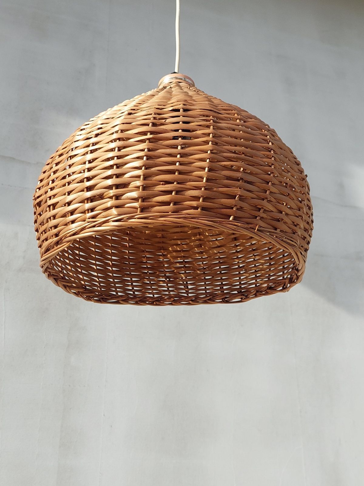 Wabi Sabi Pendant Lamp, Vintage Wicker Pendant Lamp, Mid Century Pendant Lamp / Minimalist Pendant Light, Natural Pendant Lamp, 1970s photo 263.0