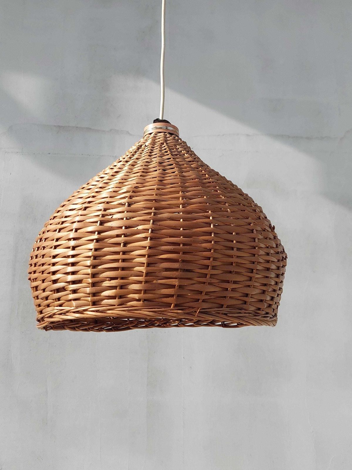 photo for sale Wabi Sabi Pendant Lamp, Vintage Wicker Pendant Lamp, Mid Century Pendant Lamp / Minimalist Pendant Light, Natural Pendant Lamp, 1970s