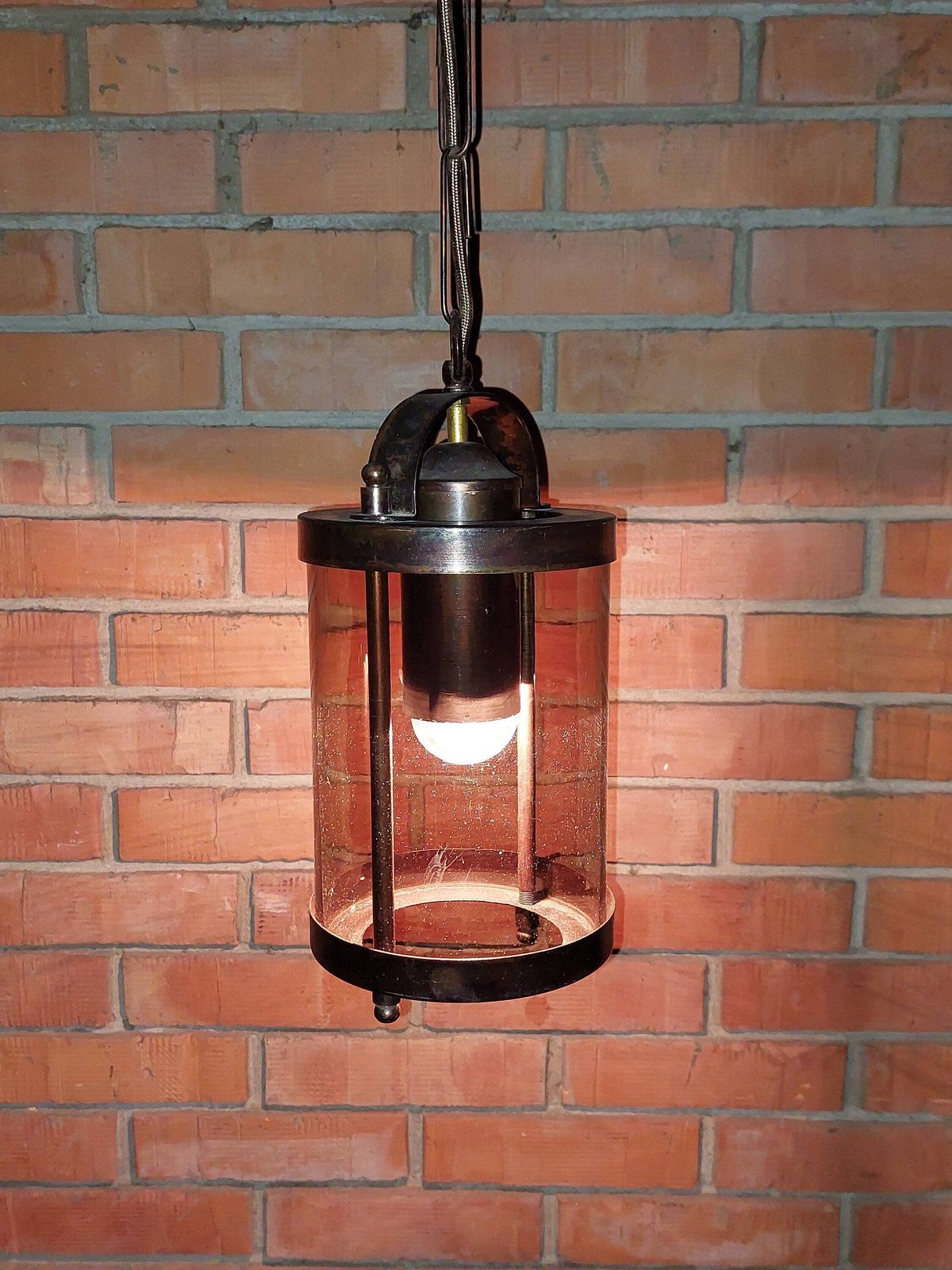 photo for sale Vintage Chandelier, Brutalist Chandelier, Mid Century Pendant Lamp, Vintage Pendant Lamp, Copper Smoked Glass, 70's