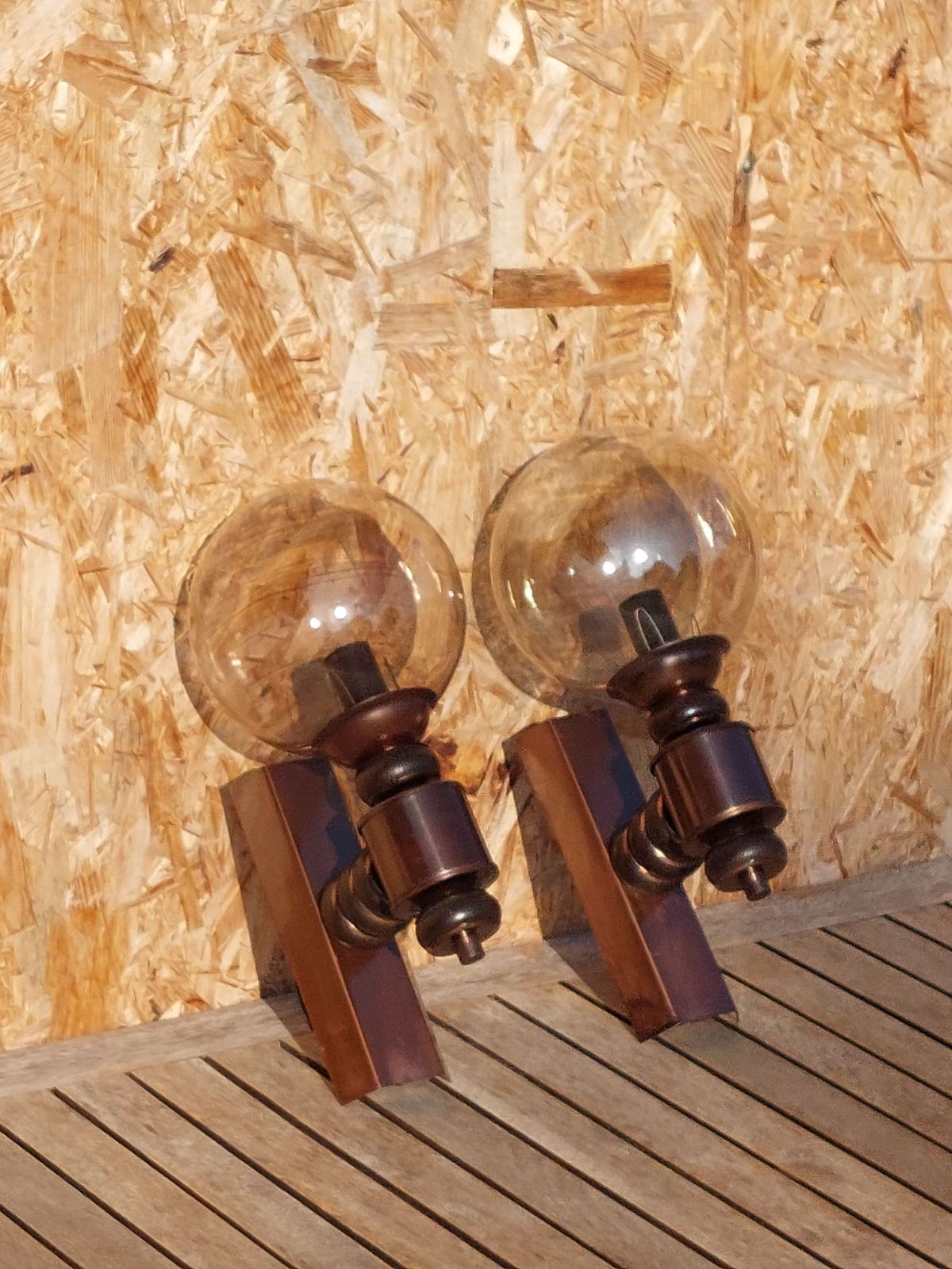 Vintage Wall Lamps / Pair / Mcm Wall Lamps /Retro Wall Lamps / Retro Home / Mcm Home / Smoked Glass And Cooper Wall Lamps / Germany / 80's