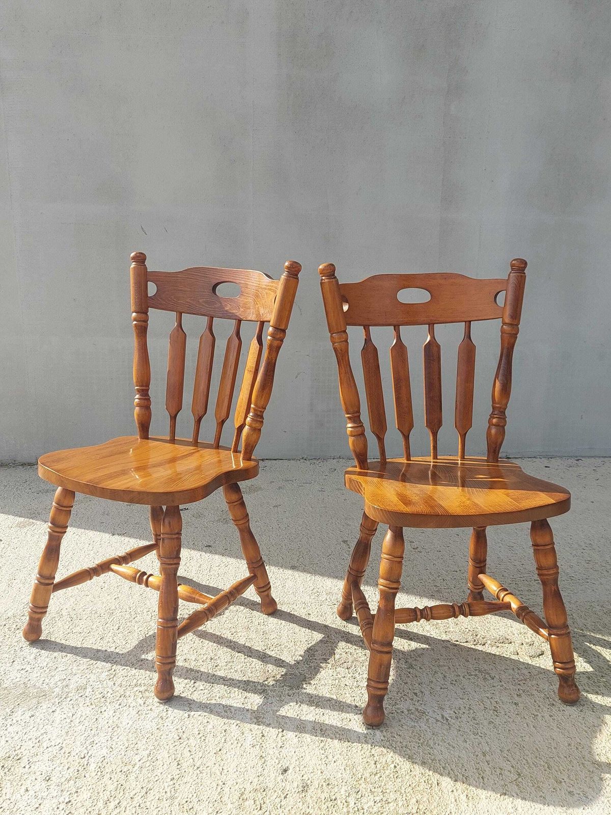 Vintage Farmhouse Dining Chairs / Vintage Wooden Dining Chairs / Pair / Cottage Chair / Massive Chair /Rustic Design / Farmhouse / 1995s