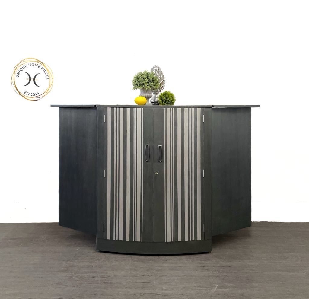 Turnidge Of London Metamorphosis Bespoke Grey Silver Striped Coctail Cabinet/Mcm Bar photo 1395.0