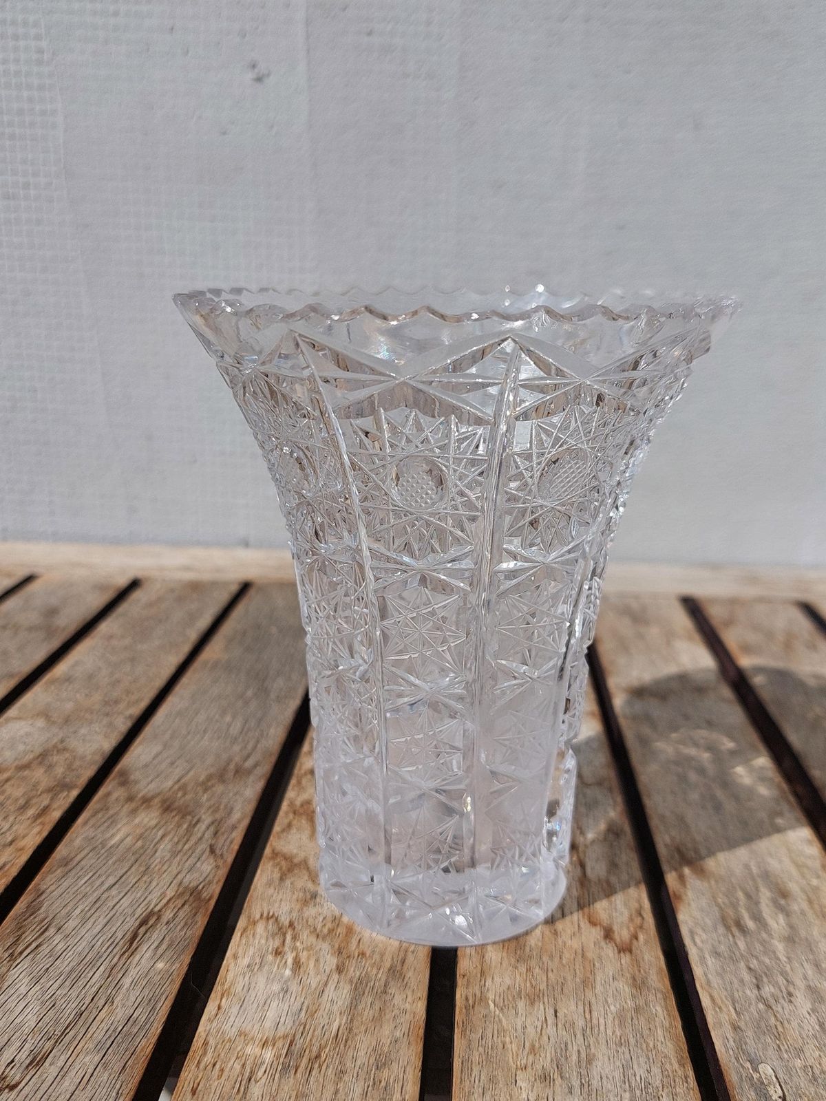 Vintage Hand Cut Crystal Glass Vases / Two Crystal Glass Vases / Small Crystal Vases / Mcm Hand Cut Crystal / 70's photo buy