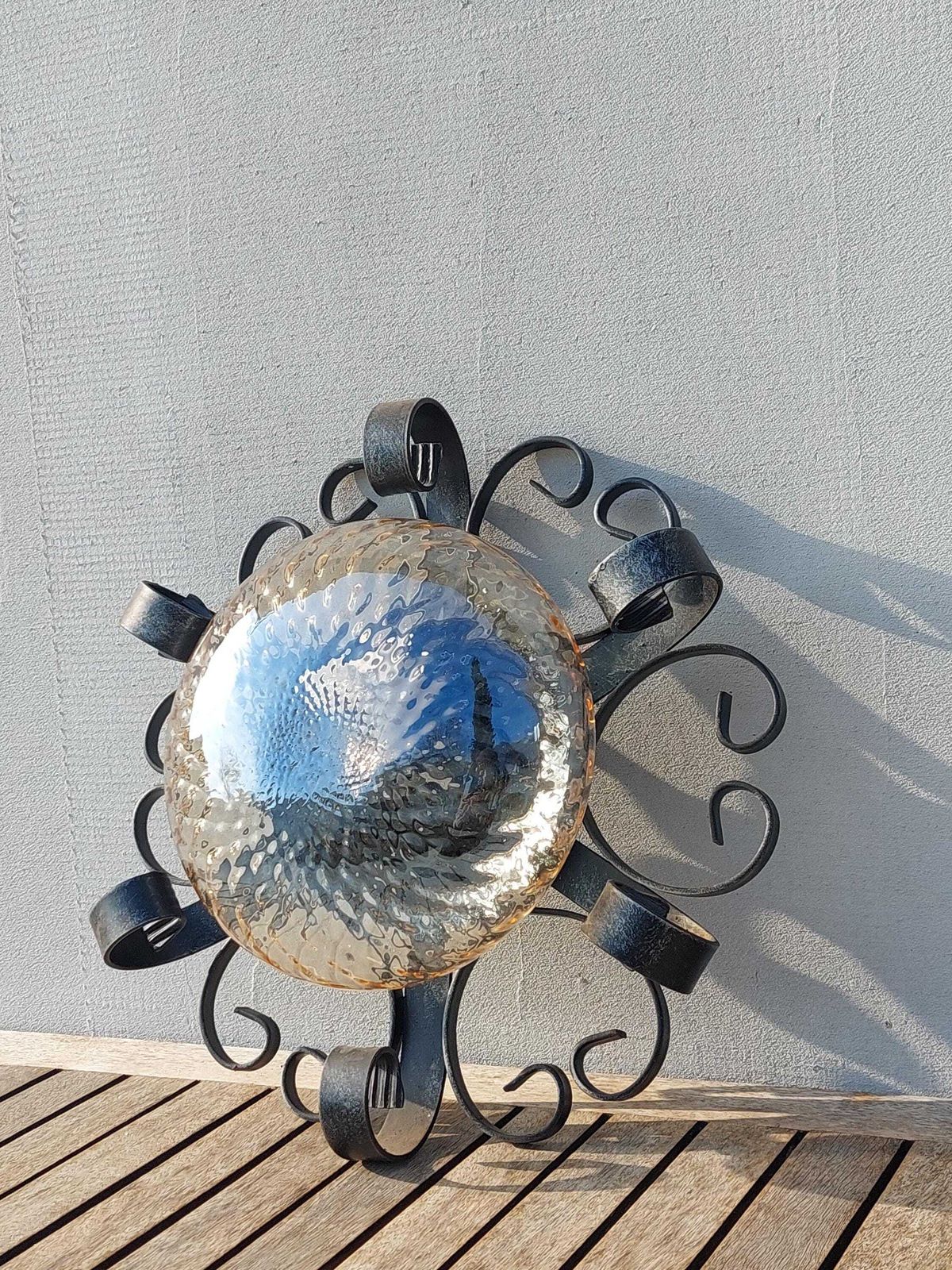 Brutalist Wall Lamp, Wrought Iron And Bubble Glass Wall Lamp, Brutalist, Mid Century Wall Lamp, Italy, 1980s photo furniture