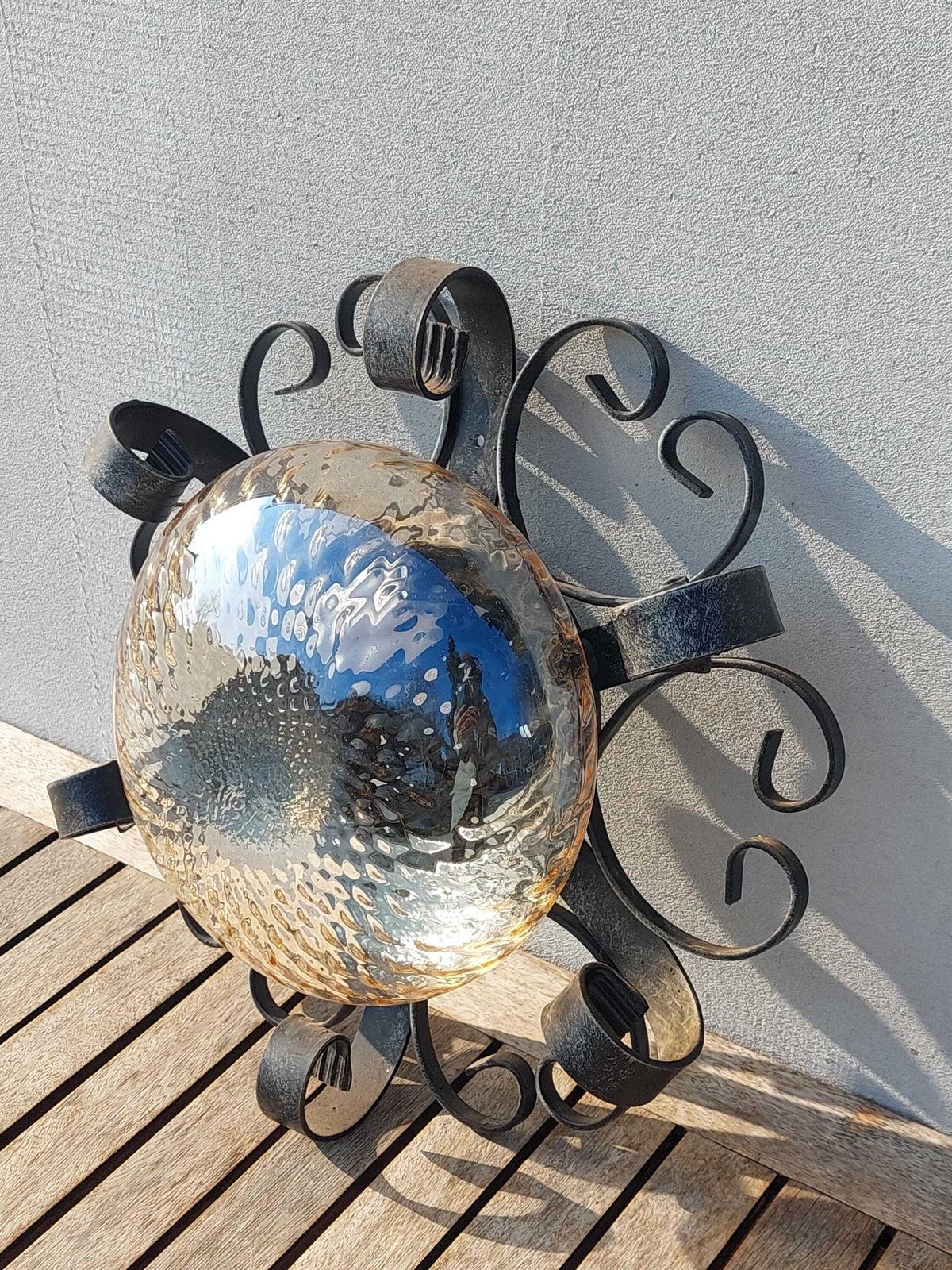 Brutalist Wall Lamp, Wrought Iron And Bubble Glass Wall Lamp, Brutalist, Mid Century Wall Lamp, Italy, 1980s photo Lighting