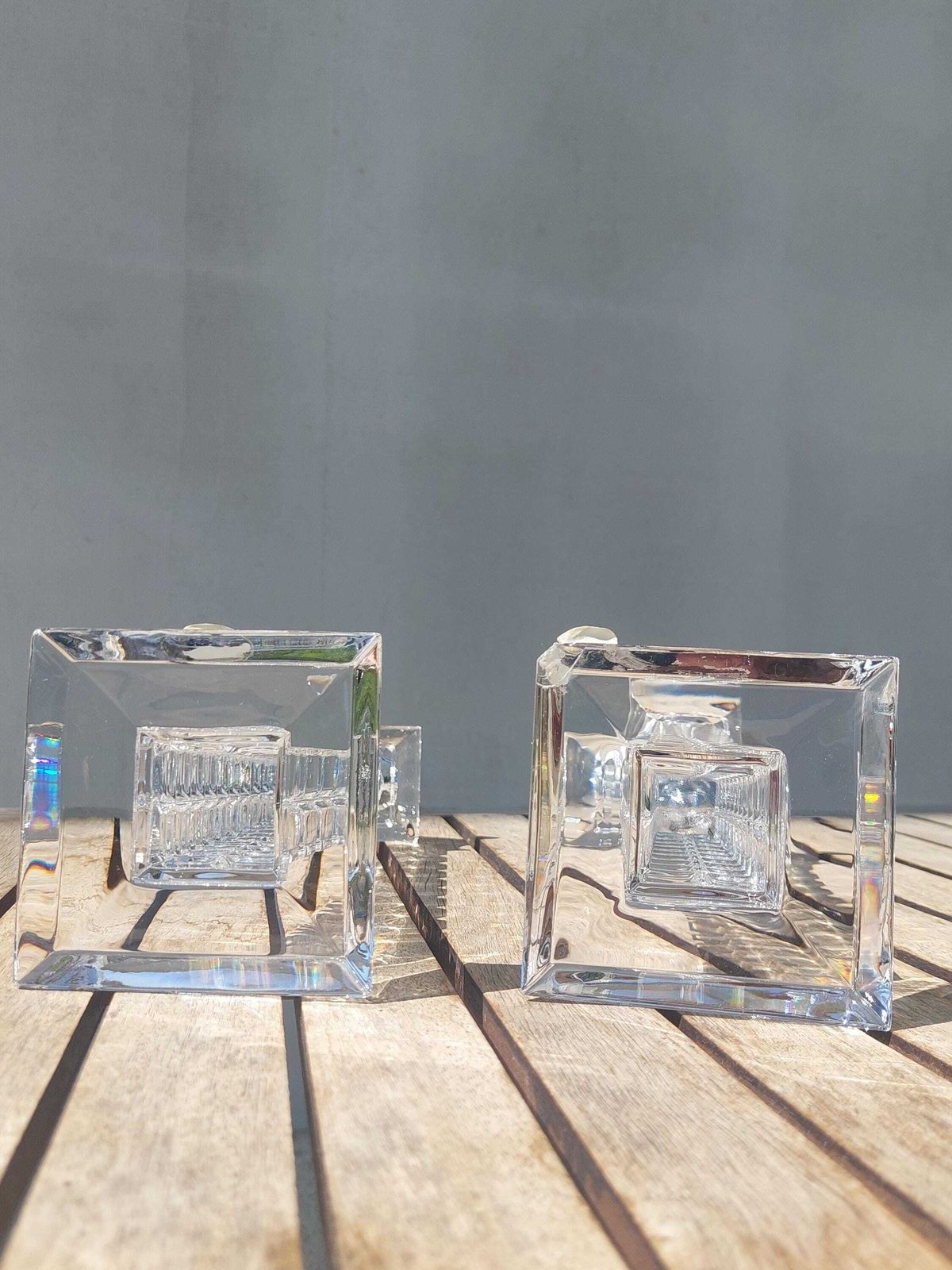 Pair Of Crystal Candle Holders, Mid Century Candlesticks, Vintage Crystal Candle Holders, Vintage Crystal, 1980's photo vinterior