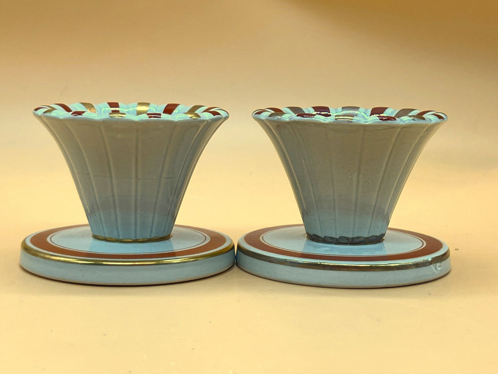 Pair Of Royal Copenhagen Porcelain Tureby Oranja Faience Candle Holders. photo 95.0