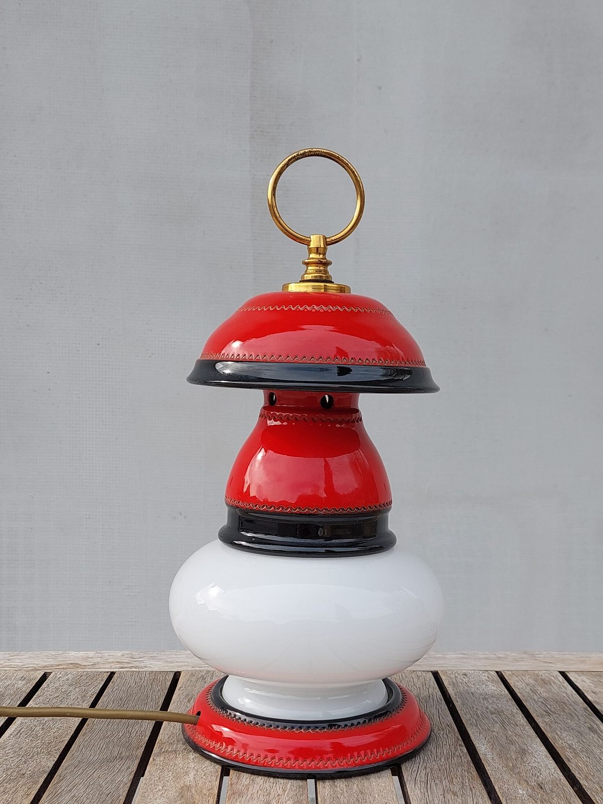 Retro Glass Table Lamp, Space Age Desk Lamp, Pop Art, Mid Century Modern, 70's photo 189.0