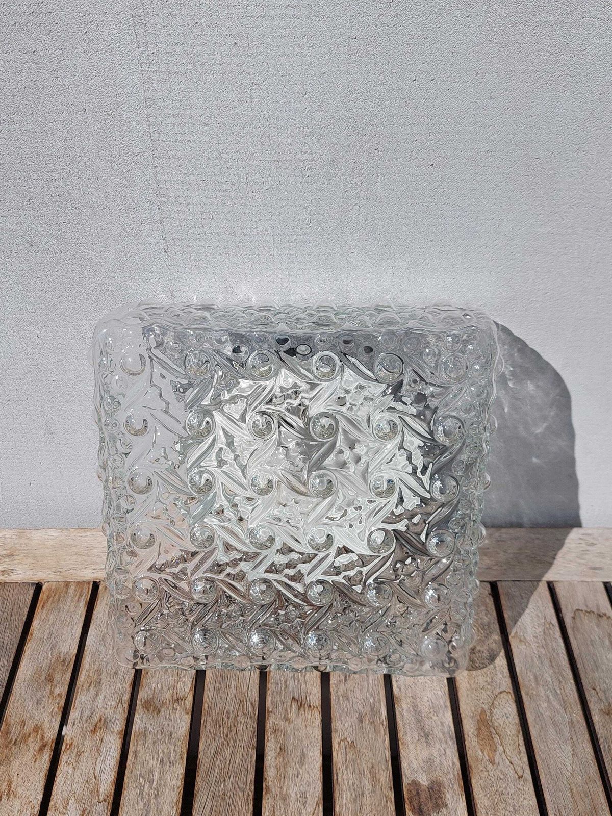 Mid Century Bubble Glass Wall Lamp, Minimalist Bubble Glass Wall Sconce, Mid Century Lighting, Large Retro Wall Light, 1970"S photo for sale