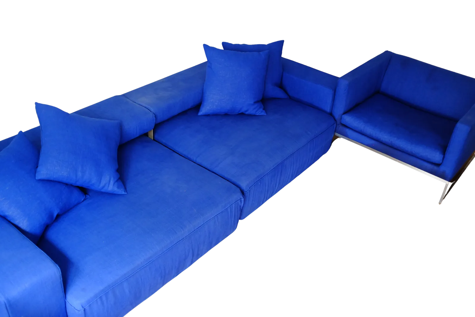 B&B Italia Cobalt Blue ‘Tight’ Modular Sofa By Antonio Citterio photo vinterior