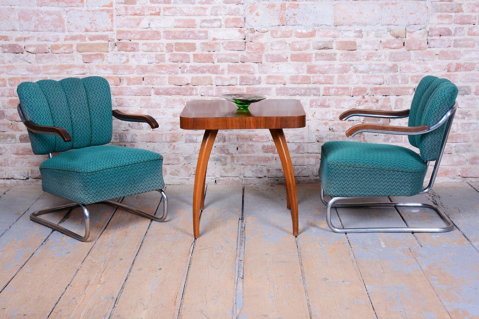 Furniture Set Of Two Original Bauhaus Armchairs, By O. Zoufalý, Beech, Czech, 1930s photo