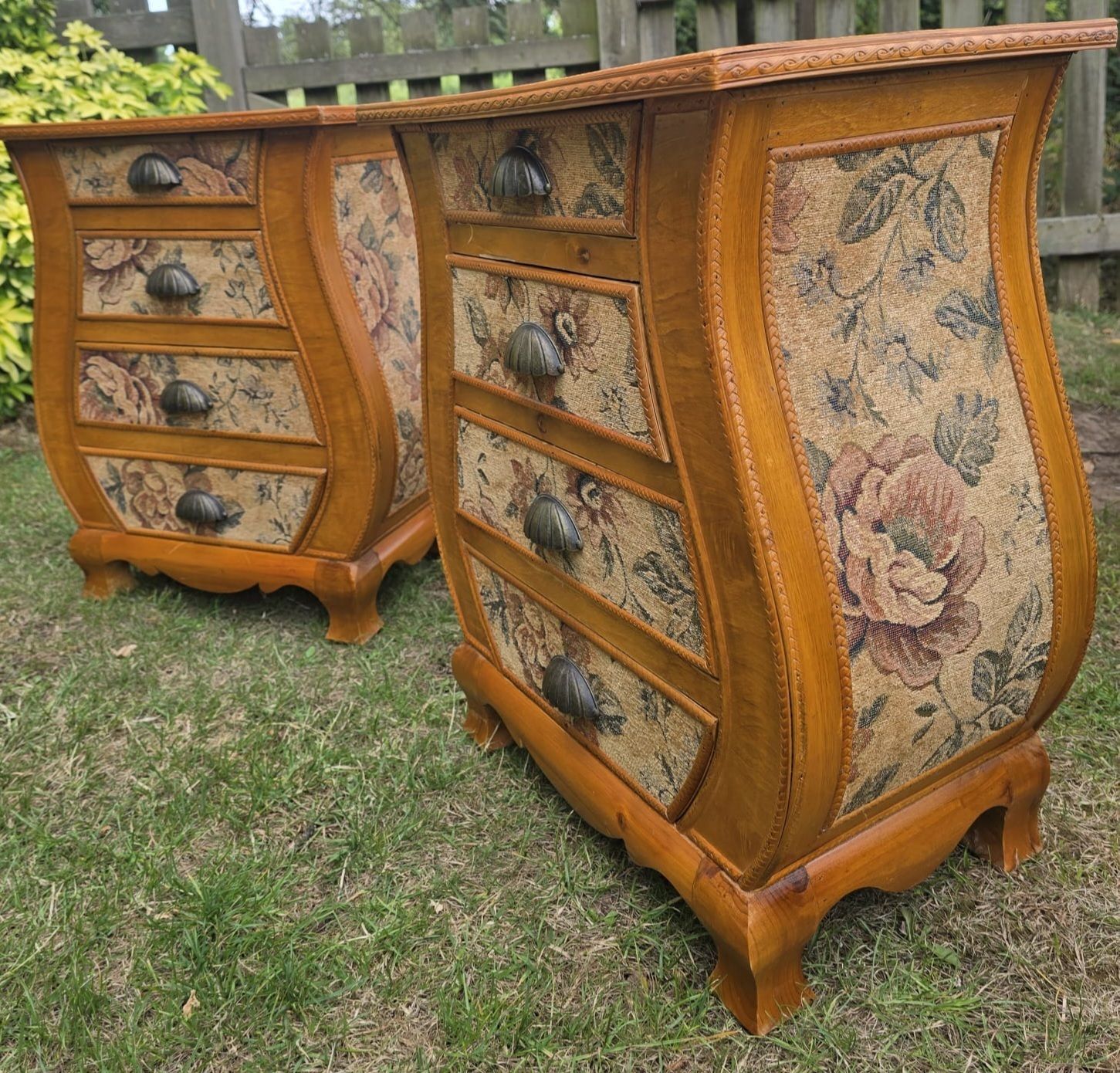 Antique French European Tapestry Nightstands photo for sale