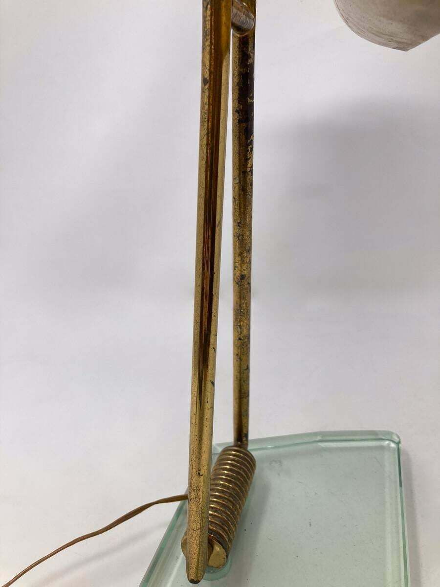 Mid Century Modern Glass & Brass Table Lamp Attributed To Pietro Chiesa, 1950s photo vintage