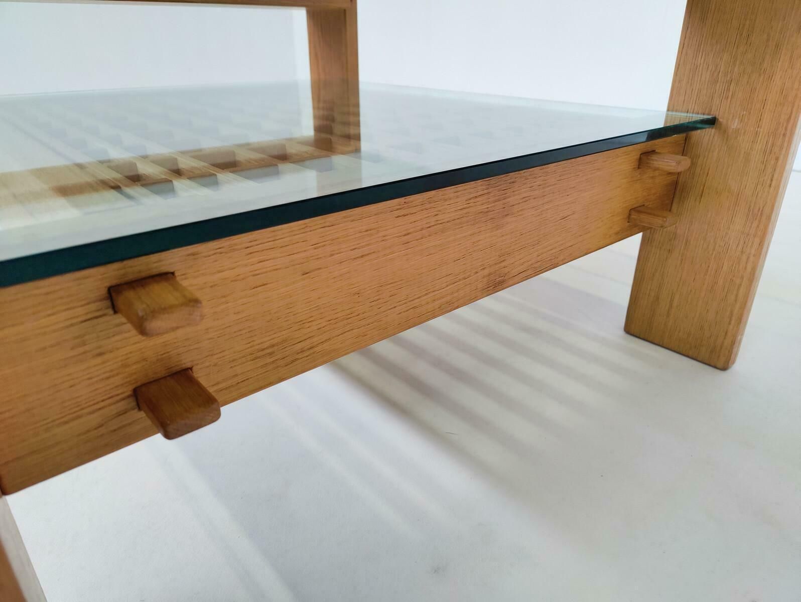 Mid Century Modern Coffee Table By Guiseppe Rivadossi, Wood And Glass, Italy photo vinterior