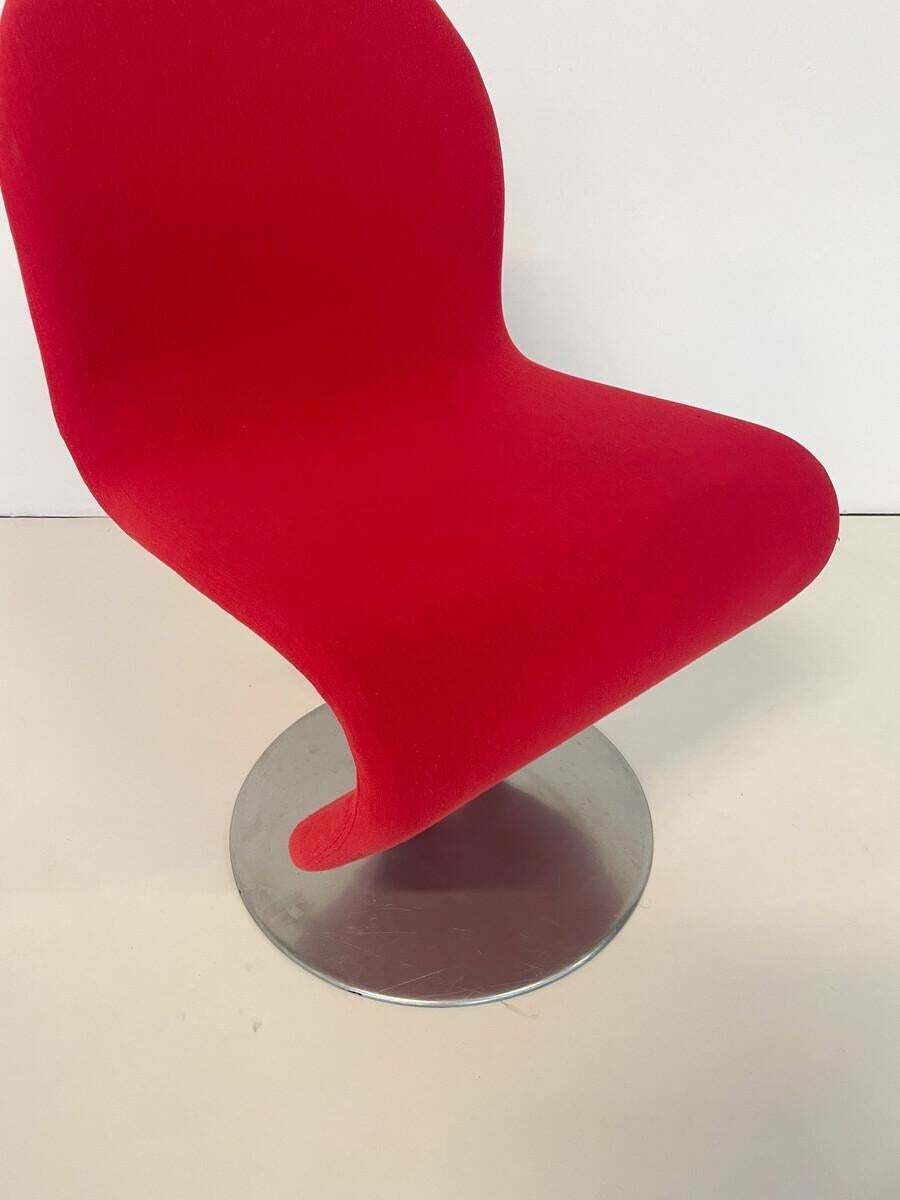 photo for sale Mid Century Modern Set Of 6 Red System 123 Chairs By Verner Panton, Denmark,1973