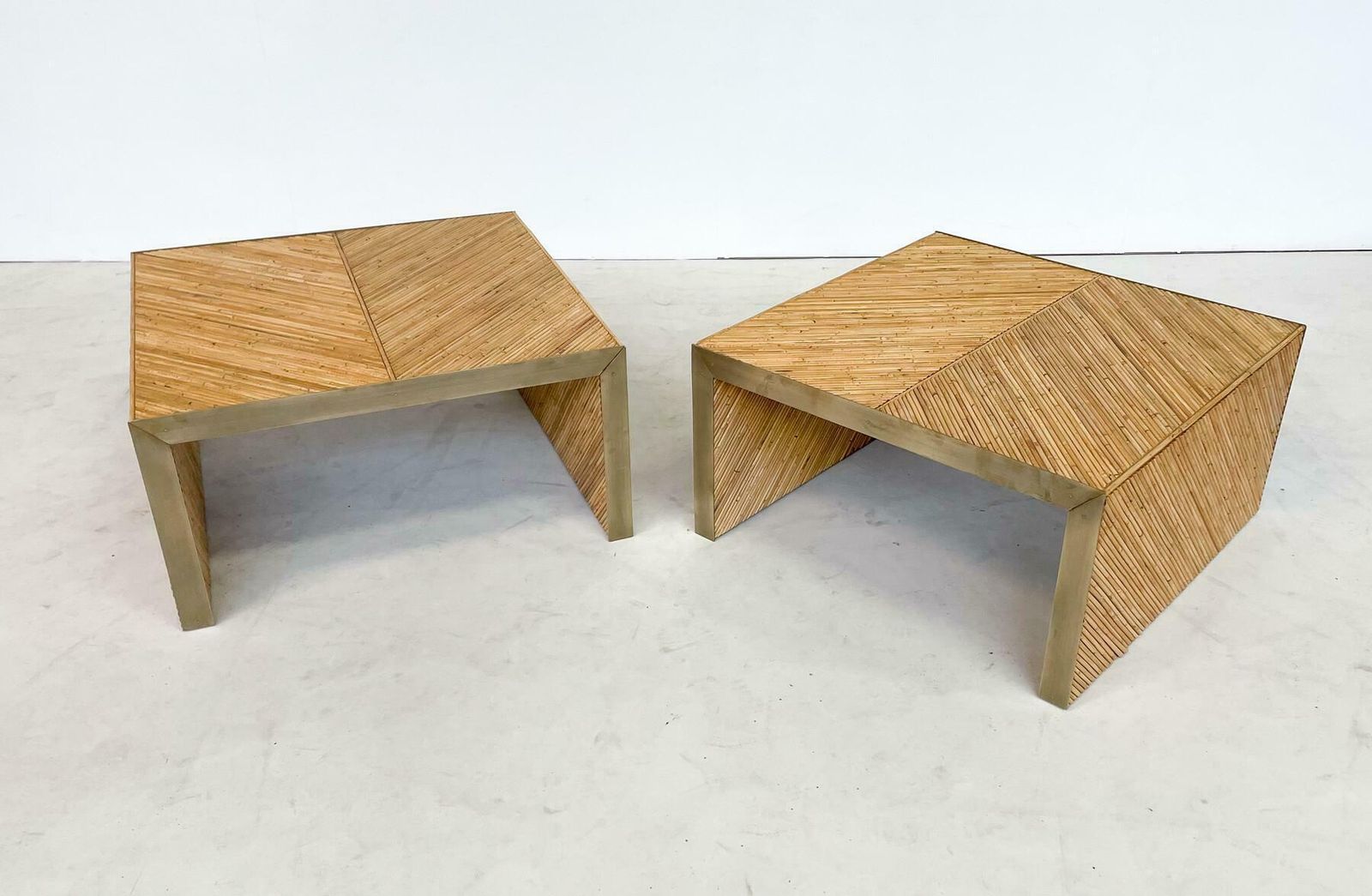 Contemporary Coffee Table In Bamboo And Brass, Italy   Sold Individually photo vinterior