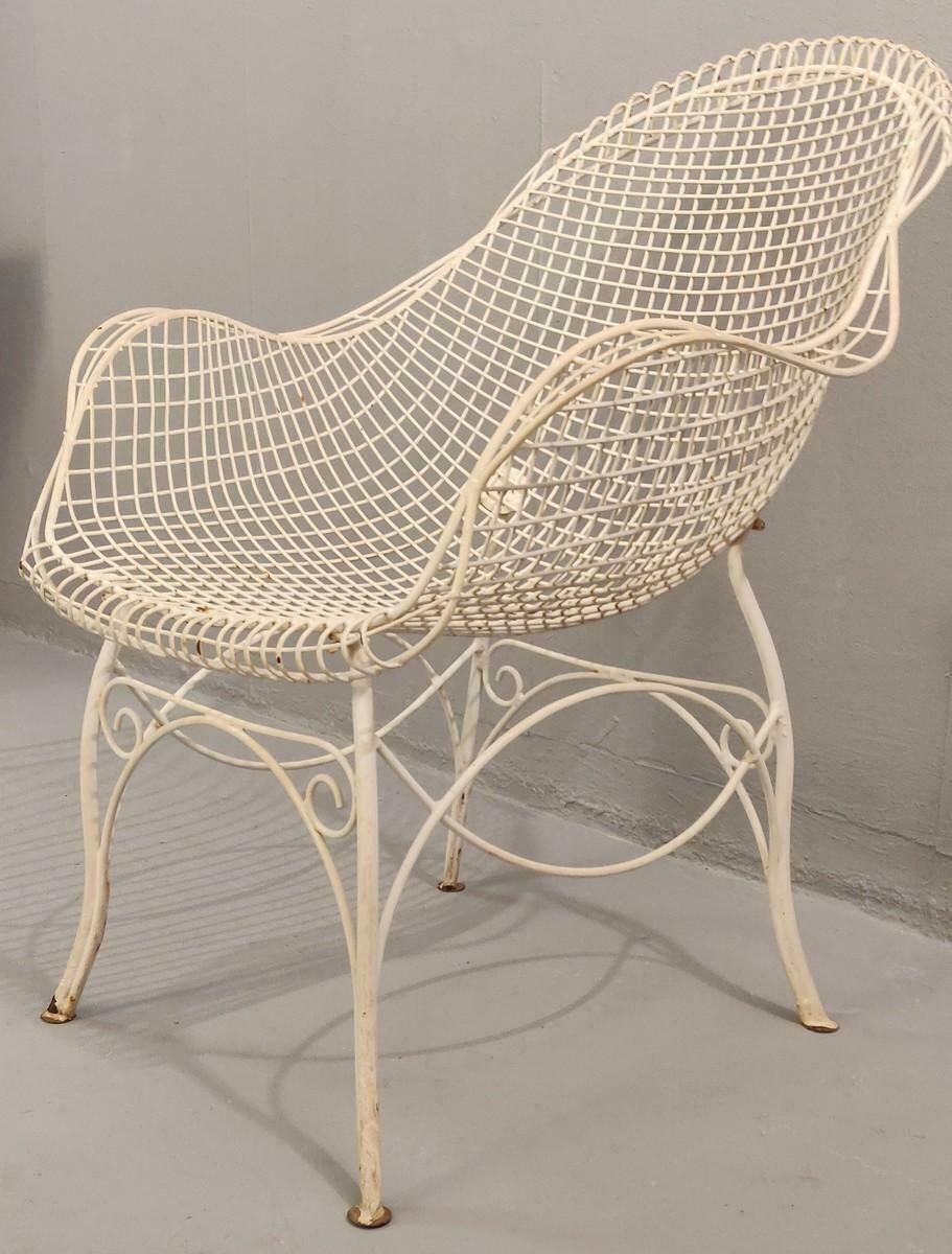 Pair Of Wrought Iron Garden Armchairs Painted, 1950 photo Garden Furniture