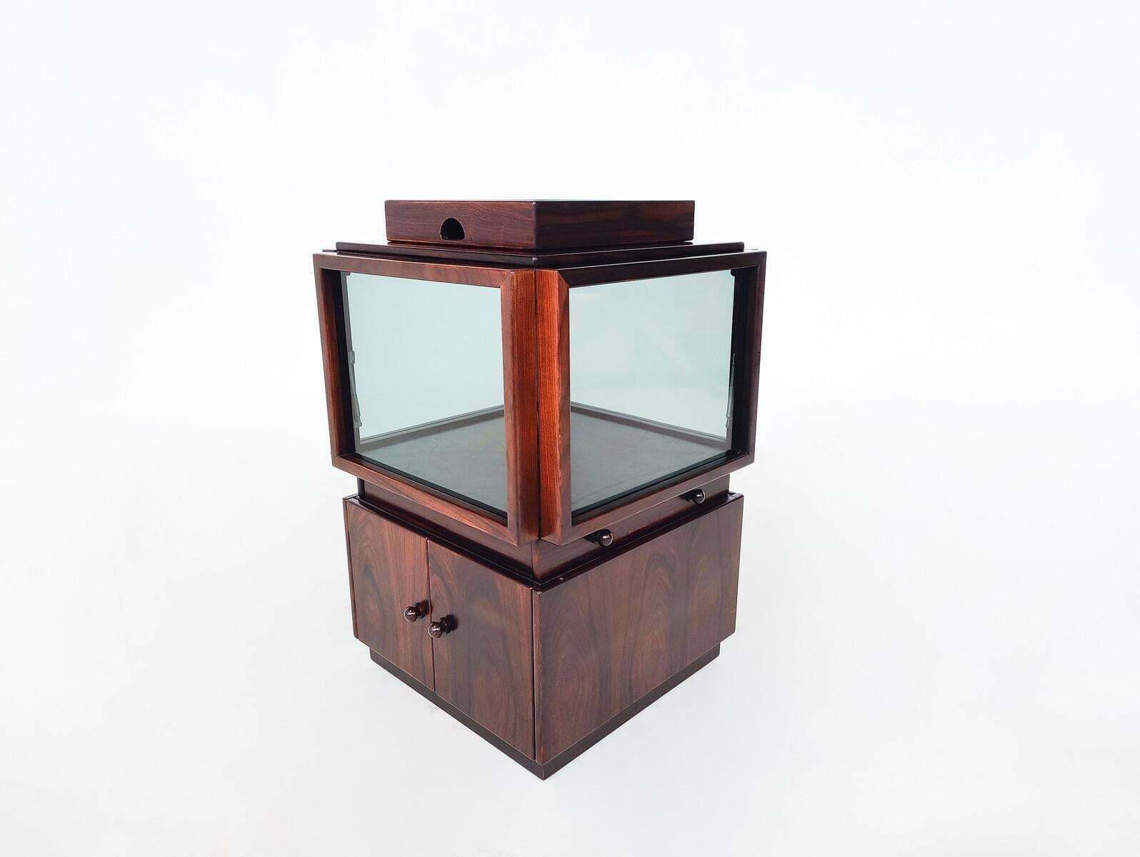 Mid Century Wooden Bar Cabinet On Wheels By Gianfranco Frattini For Bernini