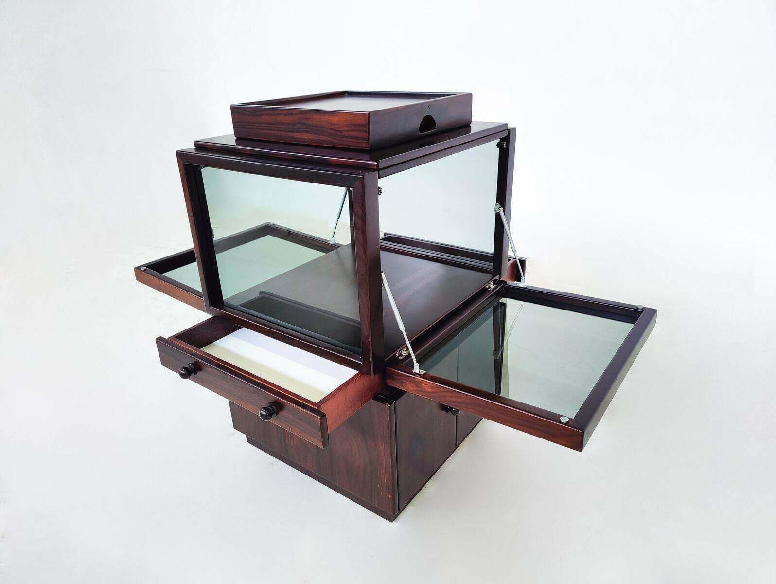 photo furniture Mid Century Wooden Bar Cabinet On Wheels By Gianfranco Frattini For Bernini
