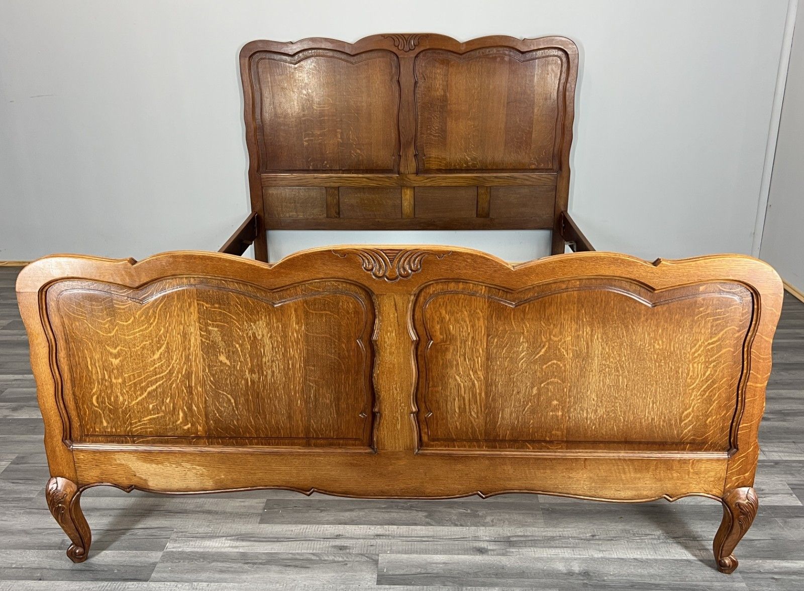 Bed Frame Vintage French Louis XVI Style Oak Double Carved Panel Lot 4087 photo furniture