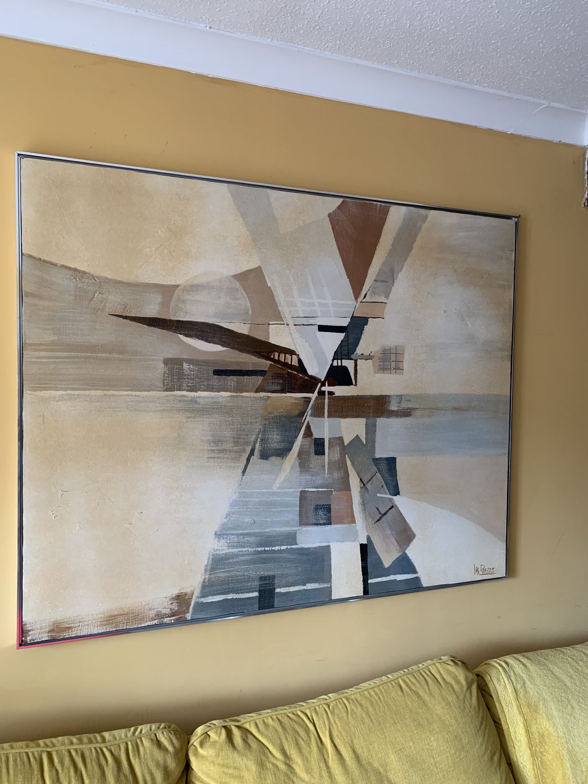 Large Oil On Canvas By Lee Reynolds ,Featuring A Contemporary Windmill.