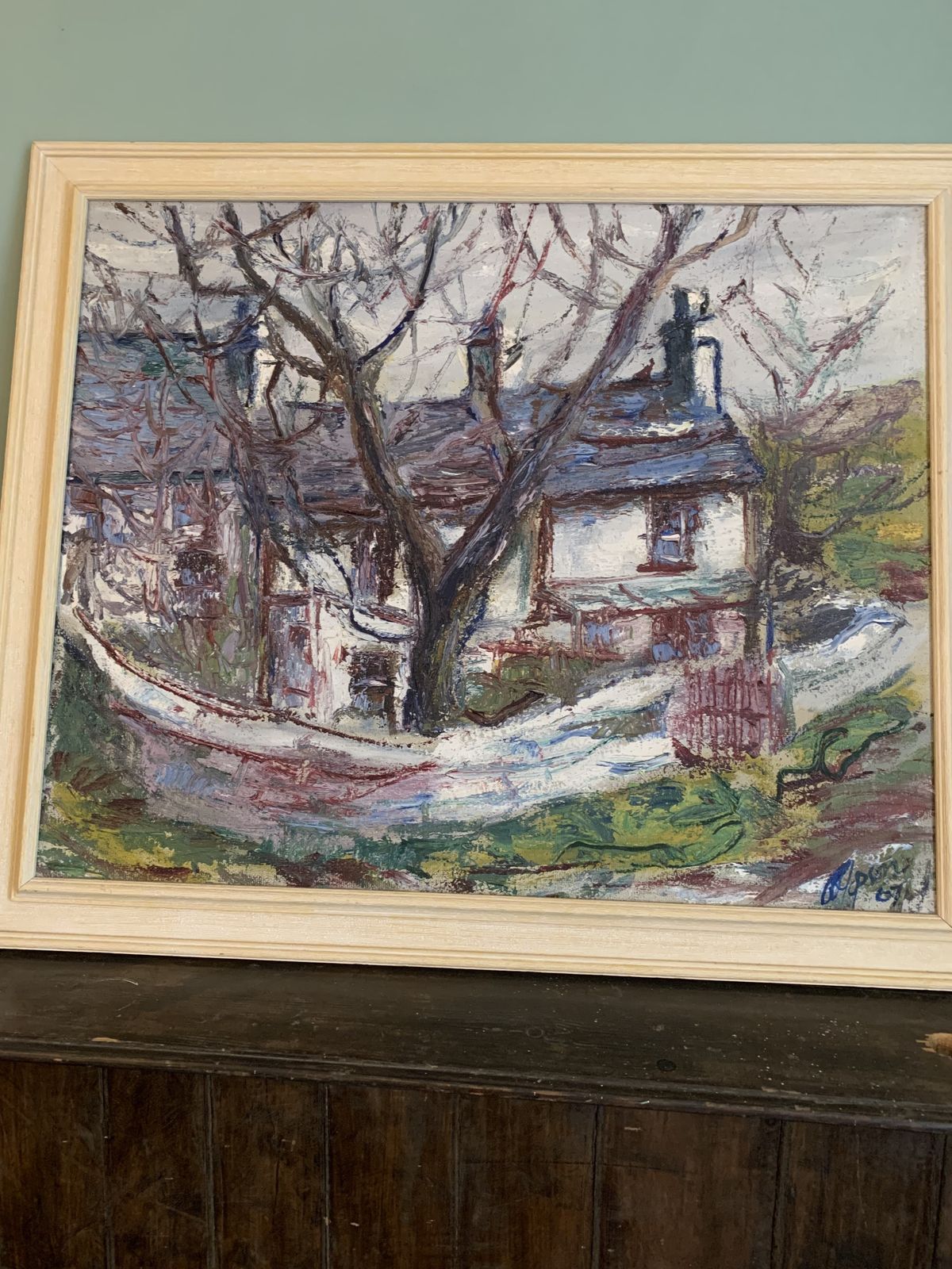 Oil On Canvas Of A Welsh Cottage Scheme ,Painted By An Artist From Haverfordwest .
