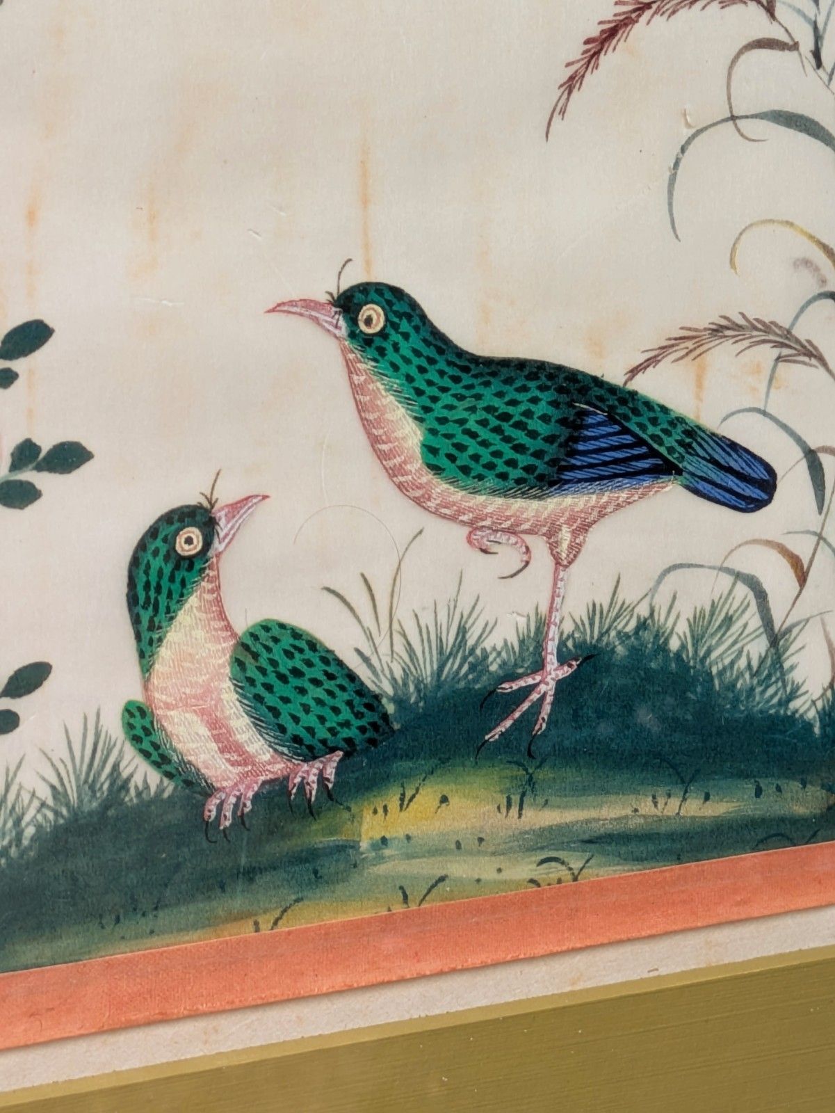 Antique Chinese Watercolour Painting Birds Among Branches photo furniture