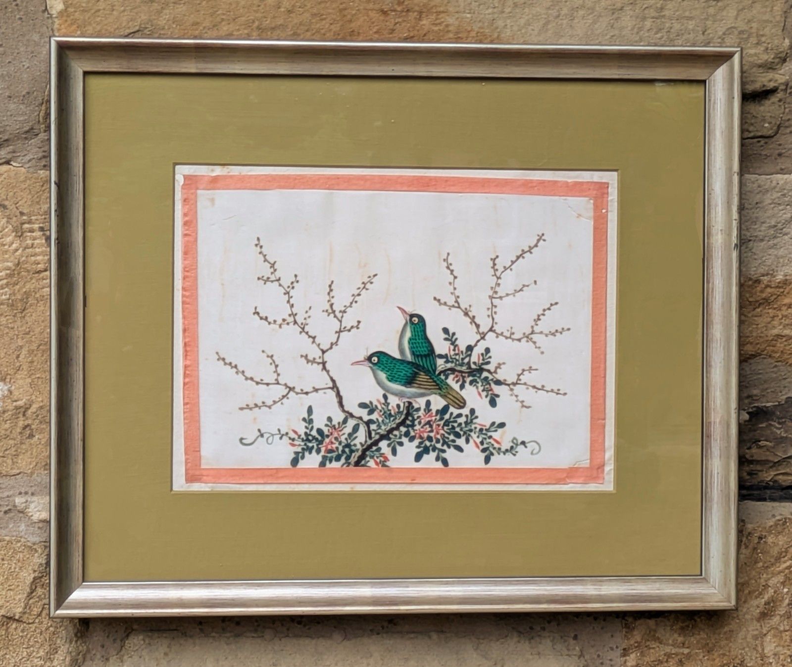 Antique Chinese Watercolour Painting Birds Among Branches