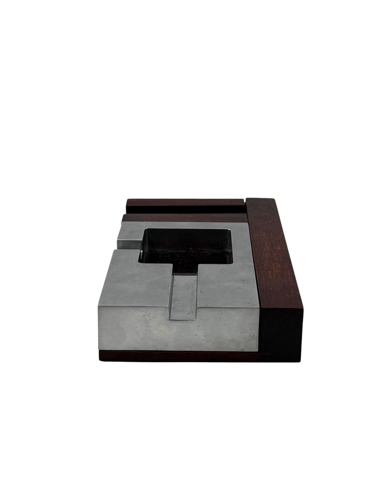 Mid Century Modern Mahogany Ashtray, Alfred Dunhill Italy 1970s photo vintage