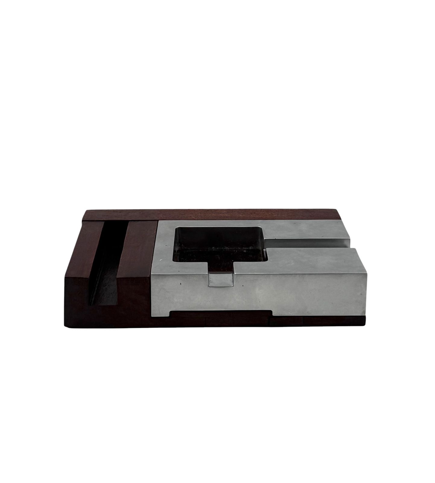 430.0 Mid Century Modern Mahogany Ashtray, Alfred Dunhill Italy 1970s photo
