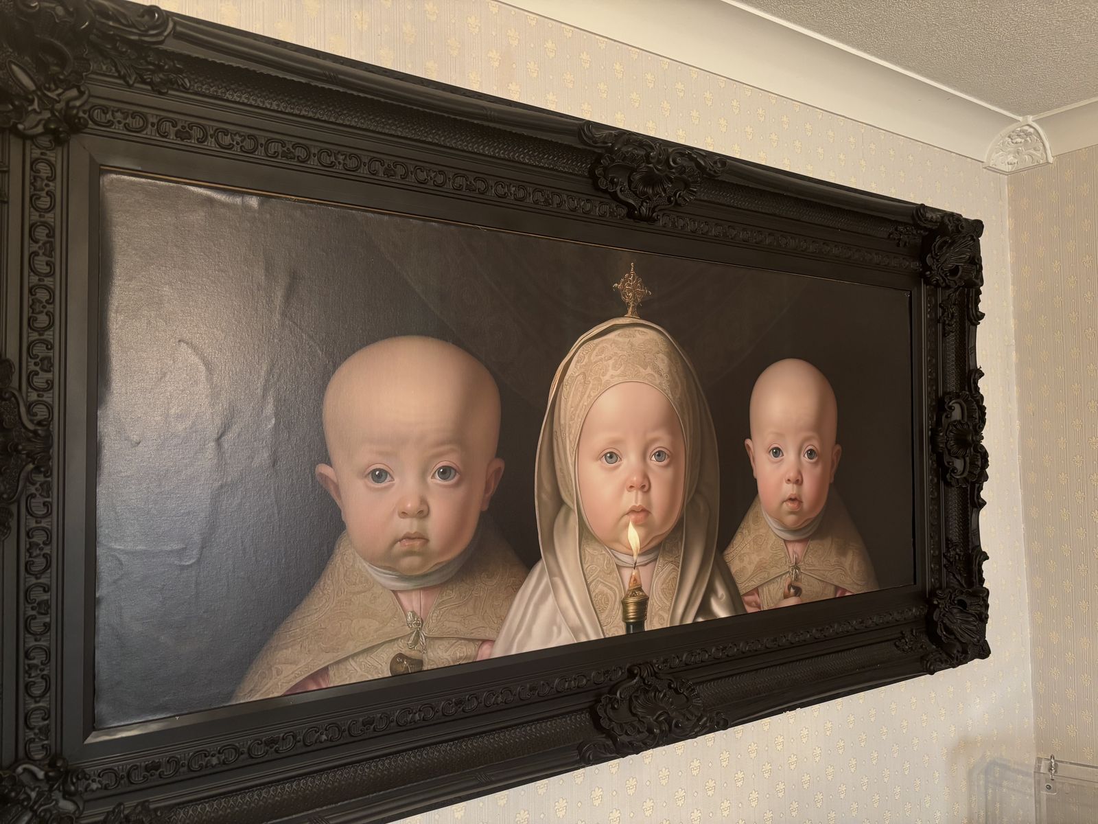 Very Large Unique Framed Picture In The Manner Of Vermeer photo vintage