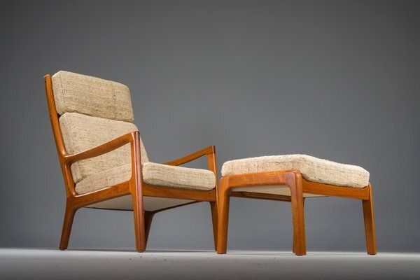 photo for sale Set Of Senator Highback Armchair & Ottoman In Teak By Ole Wanscher For Poul Jeppesen Collectors, Cado, 1960s