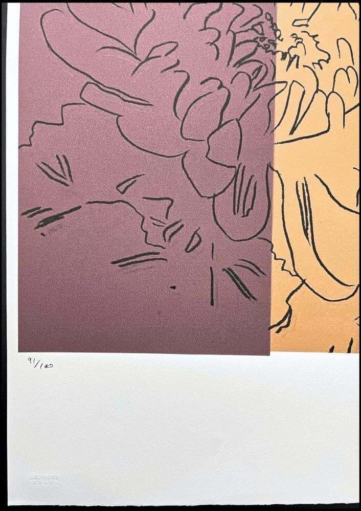 After Andy Warhol, Chrysanthemum Purple Beige, 1980s, Lithograph photo for sale