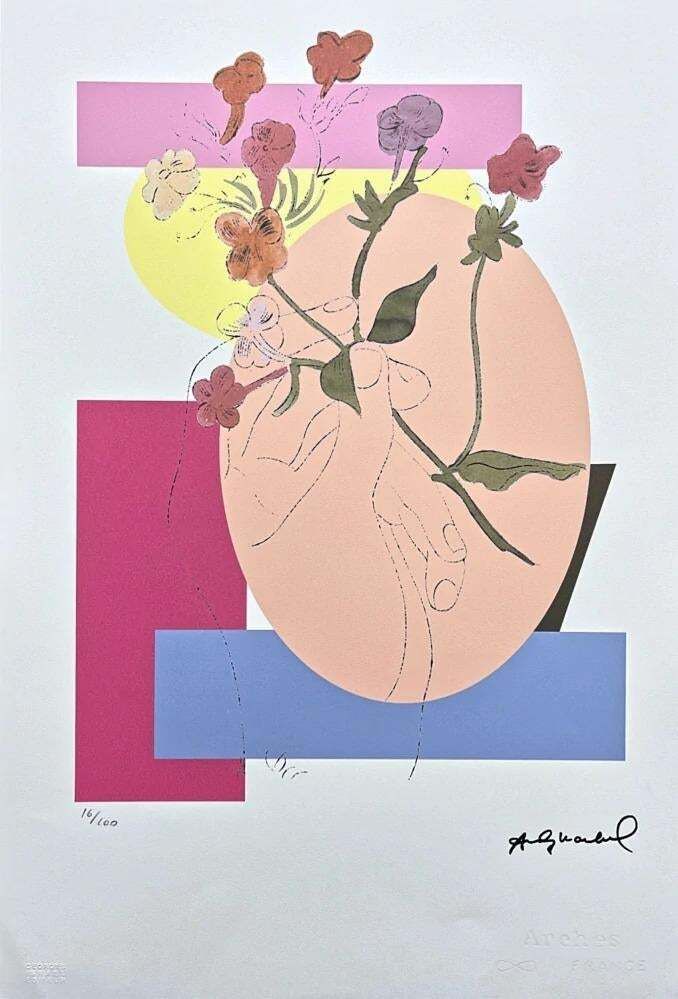 After Andy Warhol, Flowers In Hand, 1980s, Lithograph