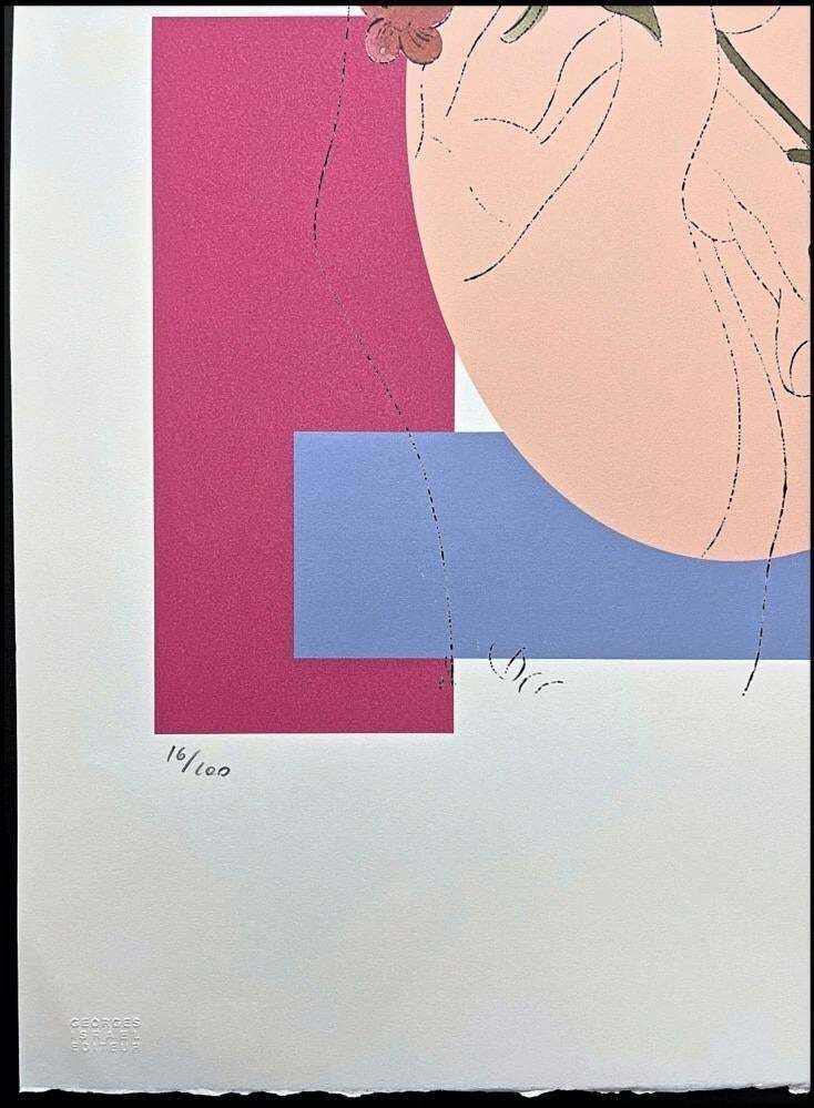 After Andy Warhol, Flowers In Hand, 1980s, Lithograph photo furniture