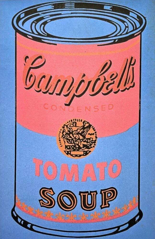 After Andy Warhol, Campbell's Soup Tomato Soup Blue Background, 1980s, Lithograph photo furniture