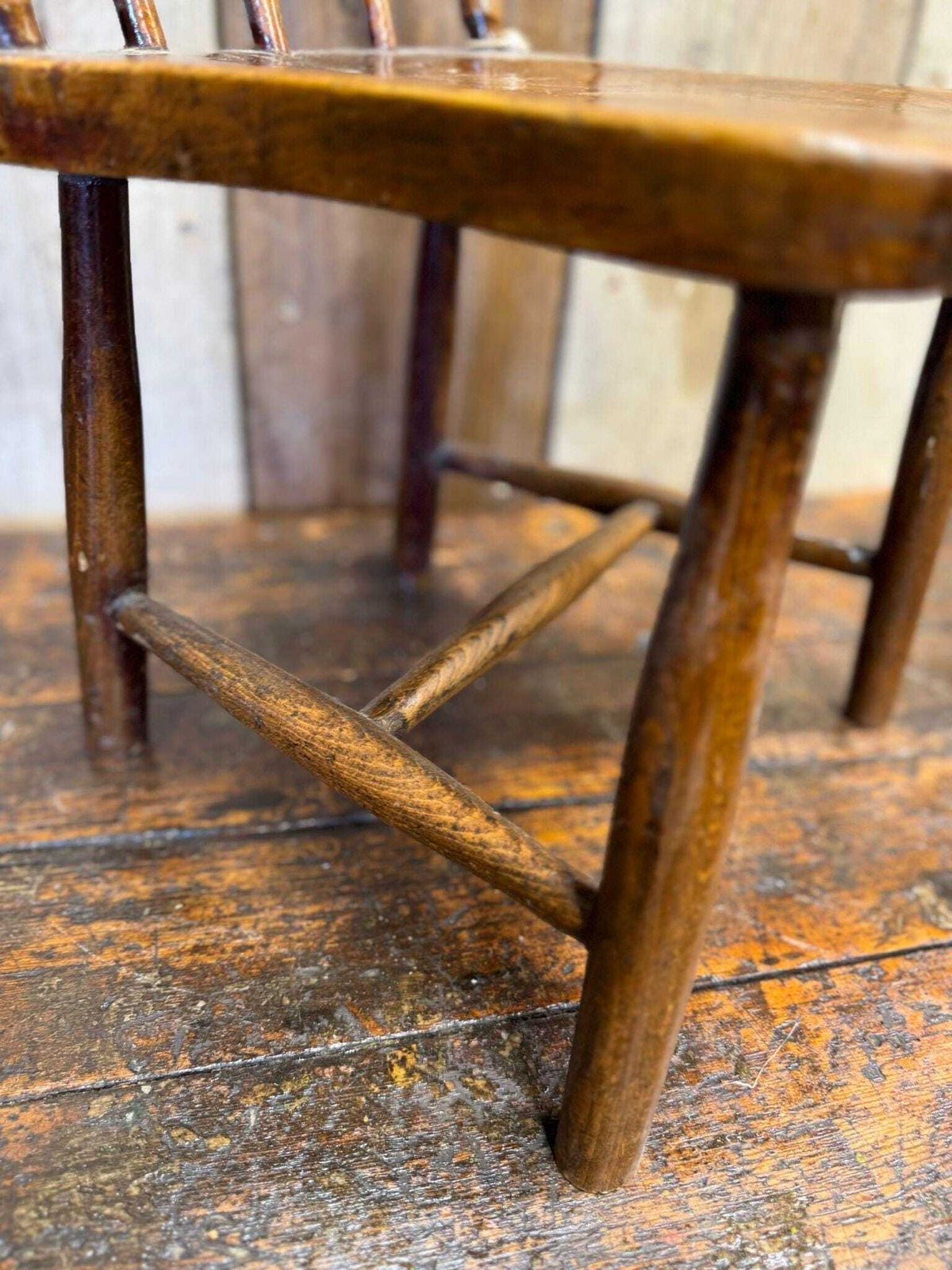 Antique Child’s Chair With Elm Seat – Nursery Book Display Plant Stand Chair B photo 151.0