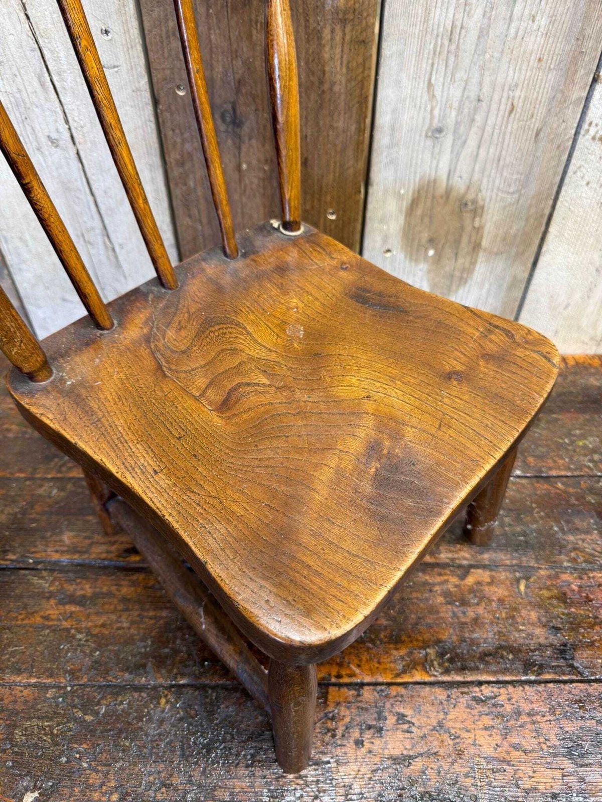 Antique Child’s Chair With Elm Seat – Nursery Book Display Plant Stand Chair C photo 151.0