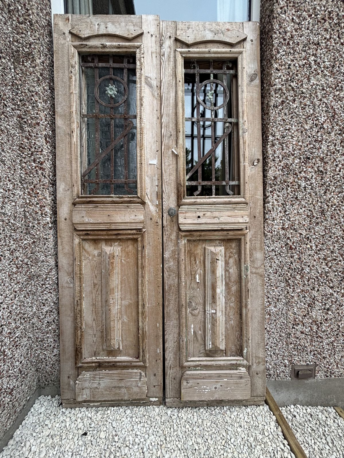 Pair Of Antique French Doors Wih Beautiful Detailing And Metalwork