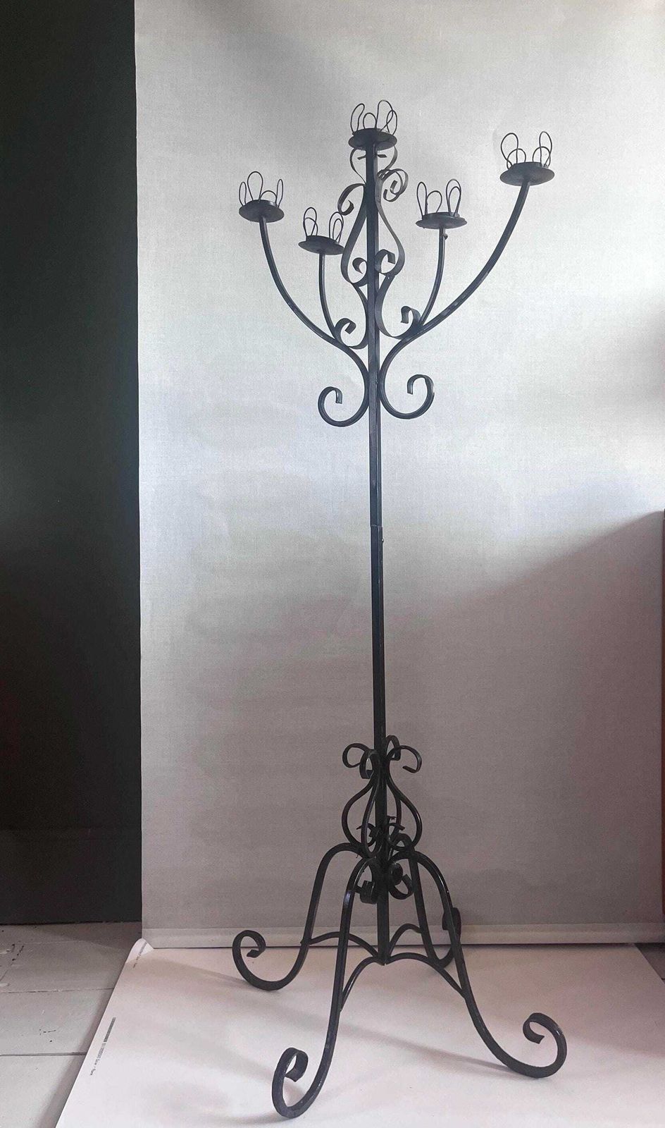 Black Gothic Floor Standing Candleabra.Spanish Revival Candleholder.Rustic Home Decor.Gothic Decor.Dark Interior. Boho Decor photo Home Decor