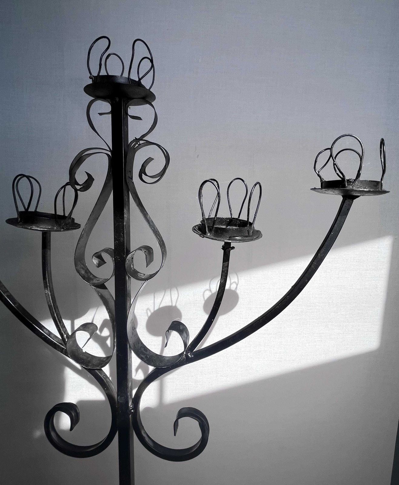 photo for sale Black Gothic Floor Standing Candleabra.Spanish Revival Candleholder.Rustic Home Decor.Gothic Decor.Dark Interior. Boho Decor