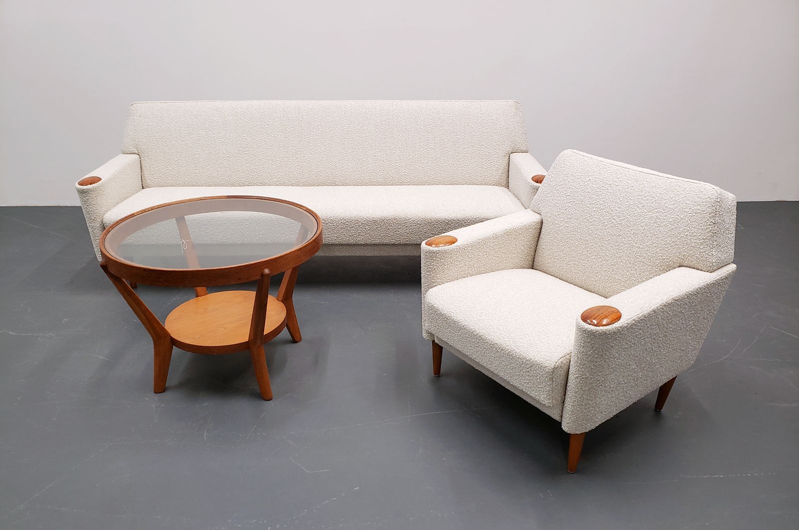 Mid Century Danish Sofa In Premium Ivory Boucle photo Furniture