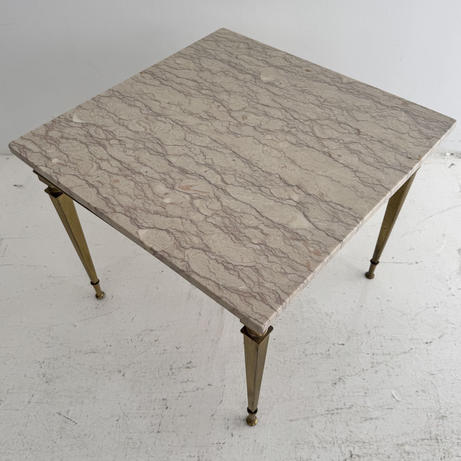 1950s Maison French Gilt Metal And Marble Vintage Side Table photo Furniture