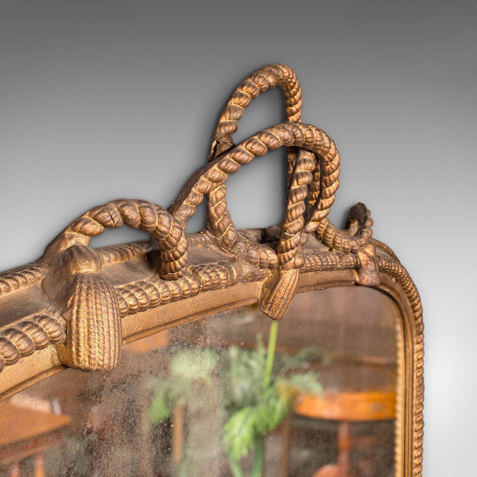 Large Antique Overmantle Mirror, English, Giltwood, Nautical Taste, Victorian photo Home Decor