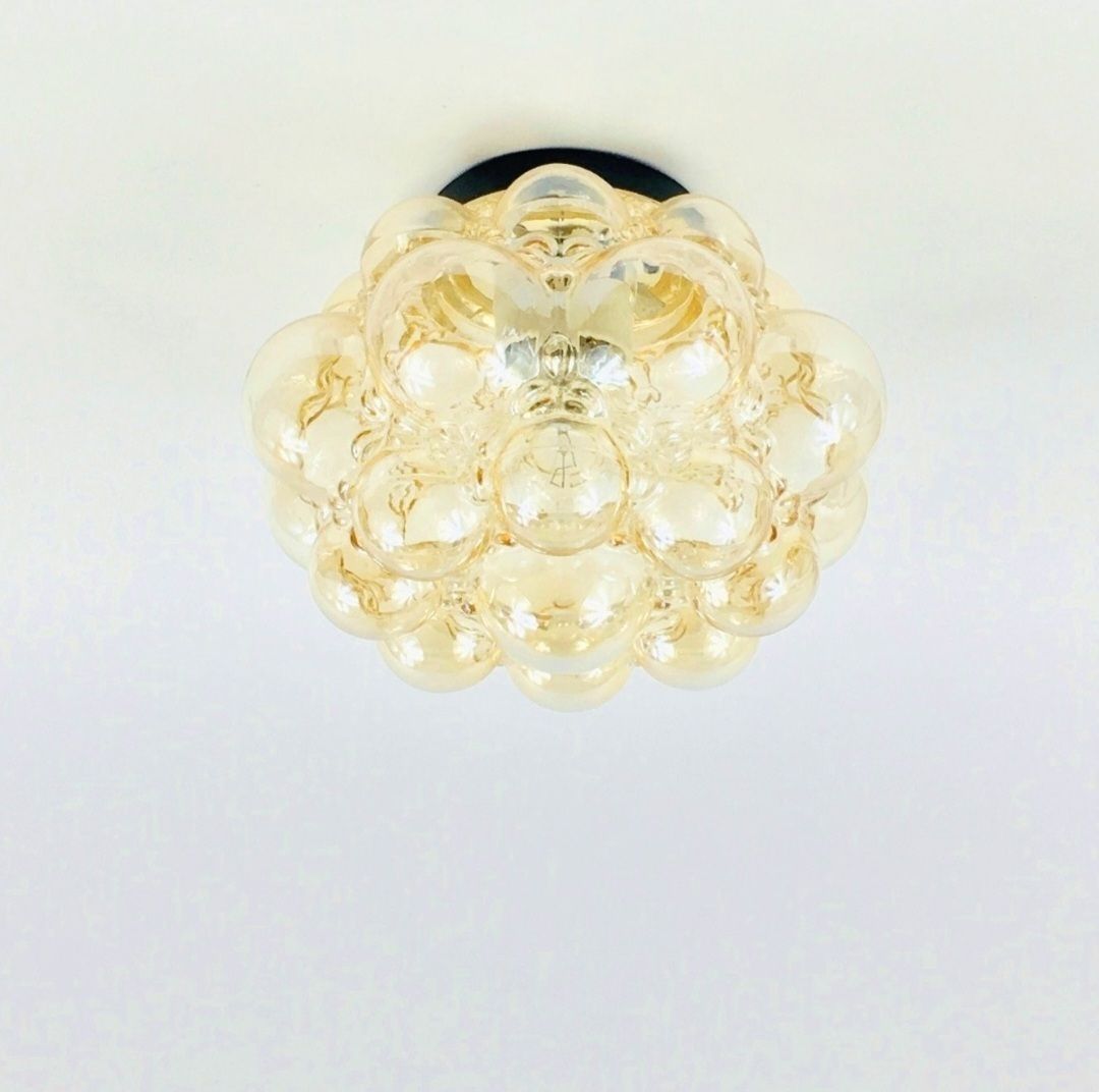 Mid Century Amber Bubbelglas Plafondlamp Van Helena Tynell Voor Limburg, Duitsland, Jaren 1960/1970 photo for sale