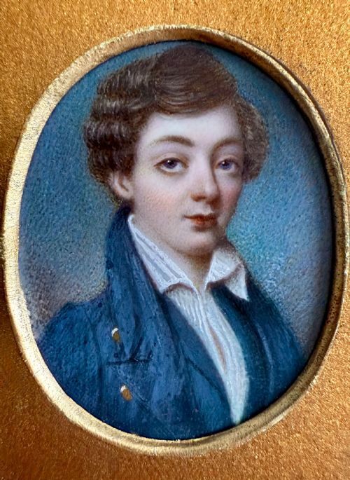 The Blue Boy Fine Georgian Portrait Miniature   Circle Of Richard  Cosway (1742   1821)