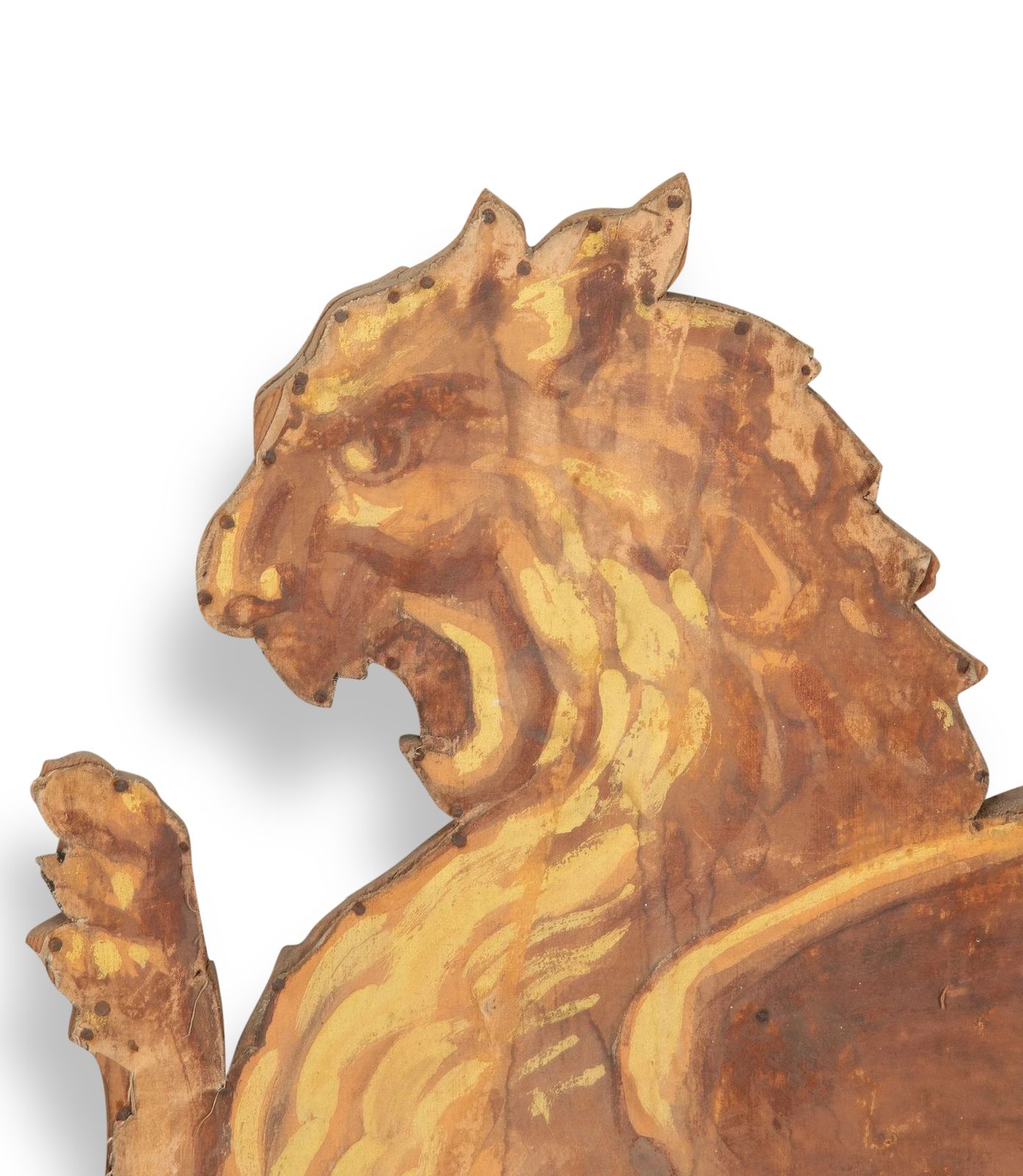 Pair Of 19th Century French Canvas Lion Wall Props photo Art